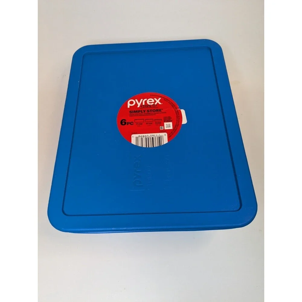 Pyrex Simply Store 11 Cup 2.6L Rectangular Glass Food Container Blue Lid 7212
